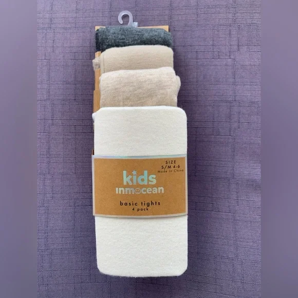 Kids Tights 4-Pack - Cream, Gray, Black - Picture 3 of 8